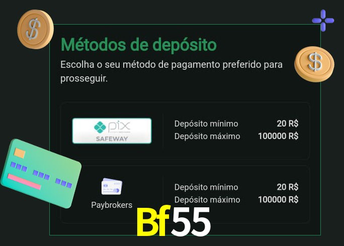 O cassino Bf55 oferece uma grande variedade de métodos de pagamento
